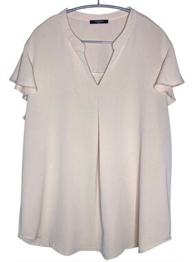 Valolia | Cream V-Neck Flutter Sleeve Top XL
